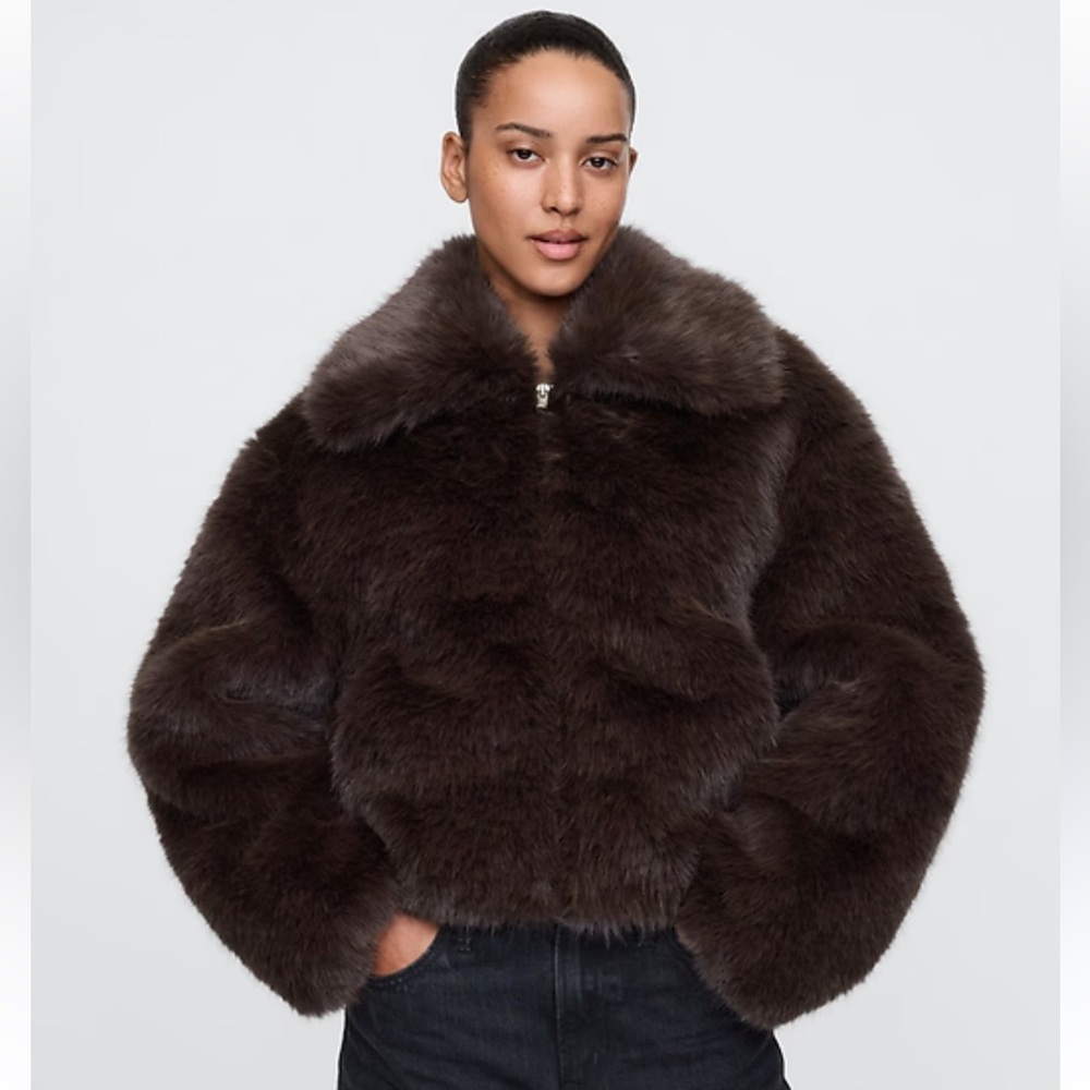 Gap Cropped Faux Fur Jacket